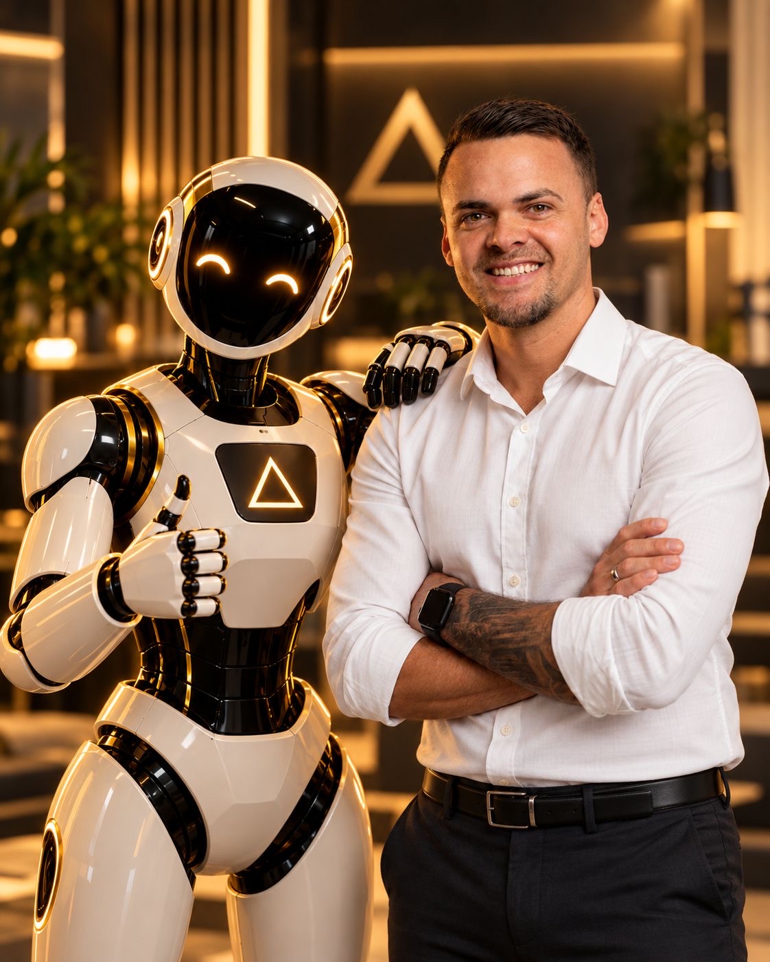 Michael Richter mit einem digitalen Mitarbeiter aus dem KI-Team von Richter Consulting